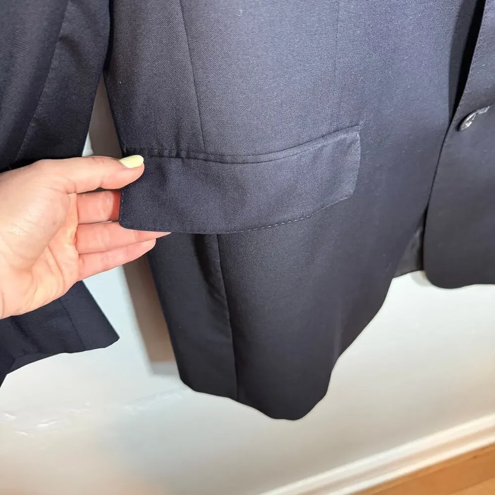 Loro Piana Wool Fabric Daniel Cremieux Navy Wool Blazer 42L Made in USA Union